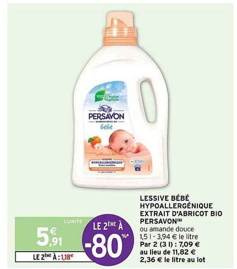 Promo Lessive bébé hypoallergénique extrait d abricot bio persavon chez