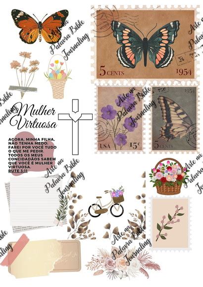 Kit Para Bible Journaling Digi Tema Flores E Borboletas