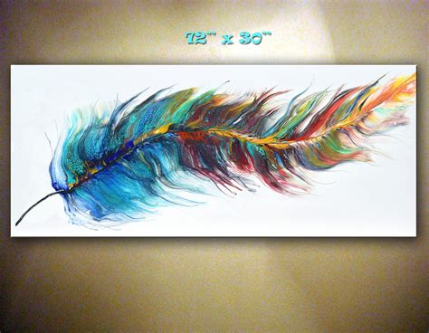 Feather Painting 72 Extra Large Artwork Original Etsy Feather