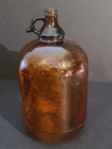 Vintage Amber Brown Glass Bottle One Gallon Jug Liquor Jar Ebay