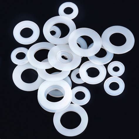 White Nylon Plastic Flat Insulation Seals Spacer Gasket Ring Rubber