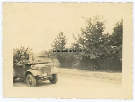 ORIG FOTO 10 PD Zwilling MG in Einheits Pkw Kübelwagen am BUG Polen