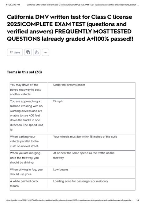 California DMV written test for Class C license 2025|COMPLETE EXAM TEST