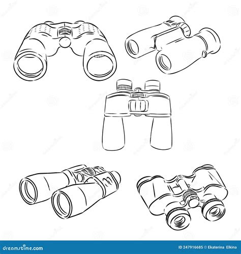 Binocular Binocular Hand Drawing Vector Illustration Binocular Sketch