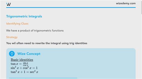 Trig Integrals Wize University Calculus 2 Textbook Wizeprep