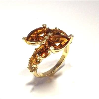 Anello Contrari In Oro Giallo Con Pietre Di Colore E Diamanti