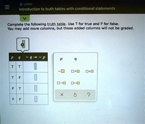 Lagiicintroduction To Truth Tables With Conditional S Solvedlib