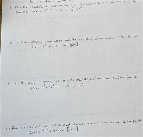 Solved 1 Find The Absolute Maximem Value And The Absolute