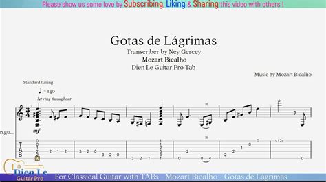 For Classical Guitar with TABs Mozart Bicalho Gotas de Lágrimas