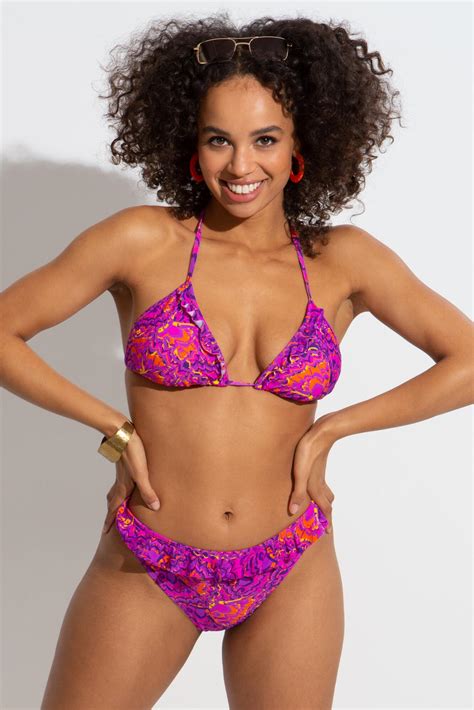 Bermuda High Leg Frill Bikini Brief In Multi Pour Moi