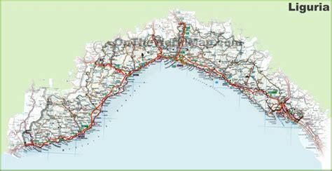 Liguria road map - Ontheworldmap.com