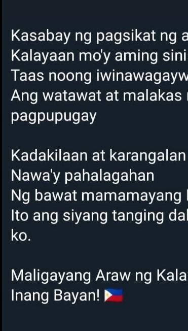 Gumawa Kyo Ng Sariling Tula Tungkol Sa Bayan Natin Plszs Patulong Po