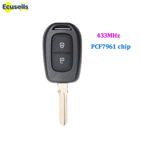 2 버튼 원격 키 fob 433 mhz pcf7961 renault duster twingo 3 용 트랜스 폰더 칩 dokker