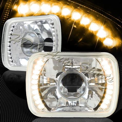 7 X6 H6014 H6052 H6054 Sealed Beam Amber LED Chrome Housing Projector