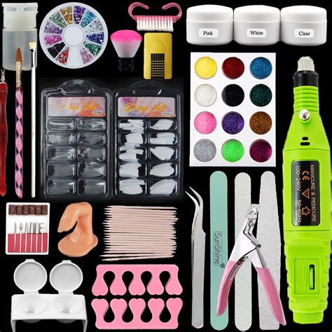 iMeshbean Acrylic Nail Kit For Beginners With 12 Powders Glitters ...