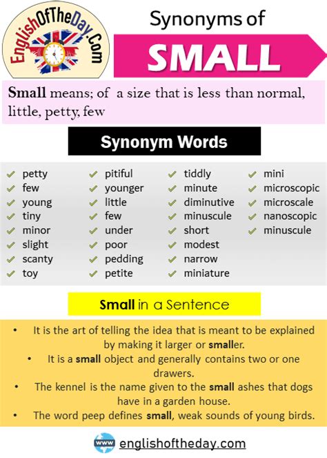 Small Synonym List Of 35 Helpful Synonyms For Small With 58 Off