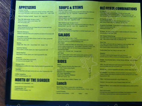 Menu at Ole restaurant, Oklahoma City, 3121 W Memorial Rd