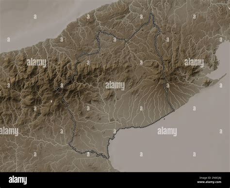 Cocle Province Of Panama Elevation Map Colored In Sepia Tones With