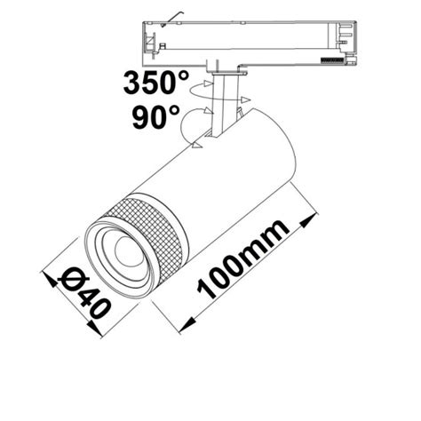 Isoled Track Schienen Strahler Schwarz W Fokuss Ugr