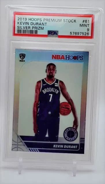 KEVIN DURANT 2019 Panini Hoops Stock Premium 61 Argent Prizm PSA 9 EUR