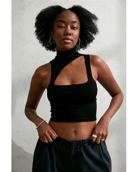 Urban Outfitters Uo Asymmetrical Cut Out Tank Top In Black Lyst Canada