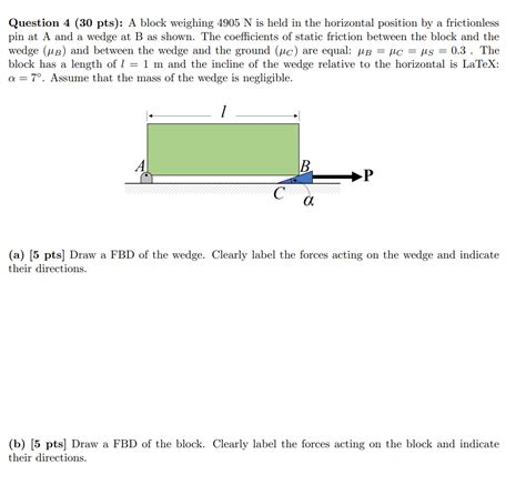 Solved Question Pts A Block Weighing N Is Held Chegg