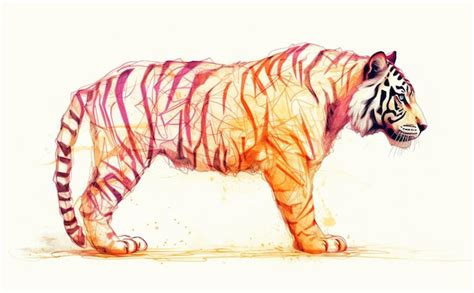 Premium AI Image | A drawing of a tiger with orange stripes.