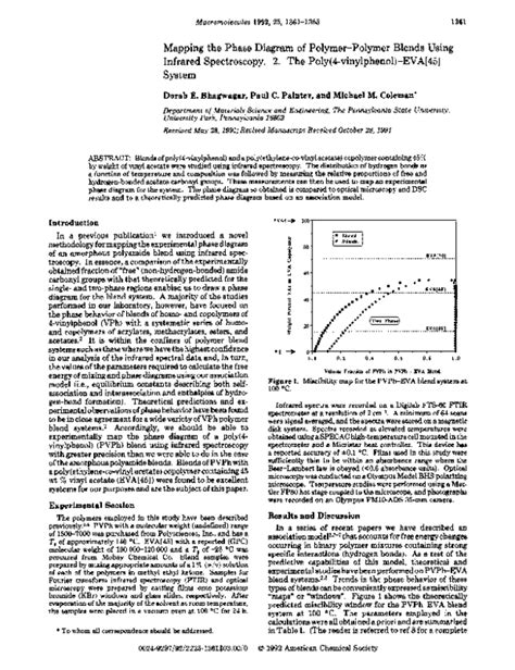 (PDF) Mapping the phase diagram of polymer-polymer blends using infrared spectroscopy. 2. The ...