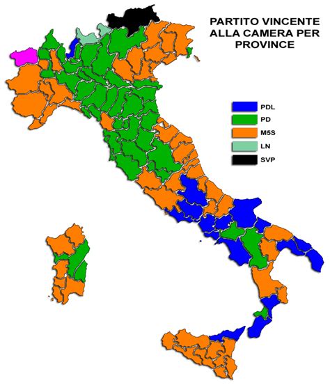 Elezioni Politiche 2013 Mappa Camera Per Province Partiti