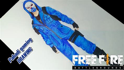 FREE FIRE DRAWING BLUE CRIMINAL BUNDLE DRAWING PAHADI GAMER DRAWING