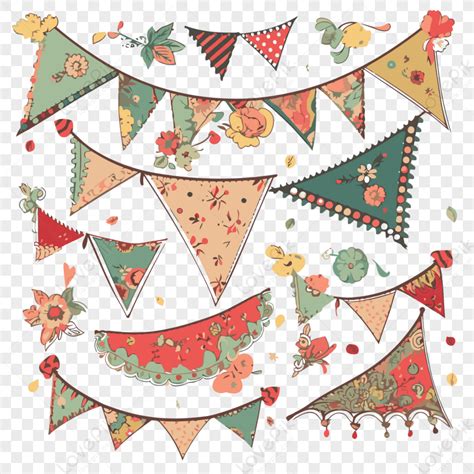 Bunting Clipart Flower And Bunting Flags Cartoon Vectorillustration