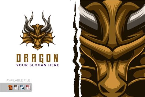 Dragon Head Logo Design Vector Mascot template (2274851)