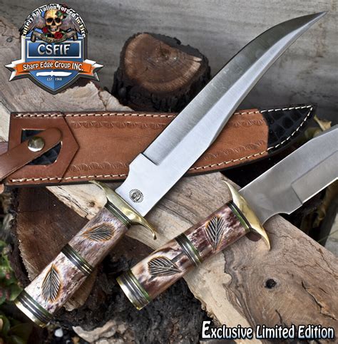 Csfif Custom Hand Forged Bowie Knife Aus 10 Steel Camel Bone Camping