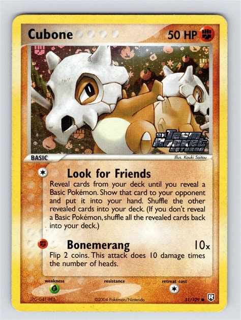 MP Pokemon Card Cubone EX Team Rocket Returns 51 109 Reverse HOLO