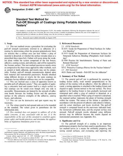 Astm D4541 95e1 Standard Test Method For Pull Off Strength Of