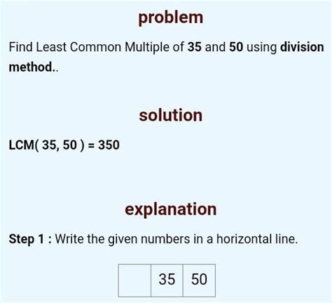 Find The Lcm Of 35 And 50 Using Continuous Division Step By Step Po