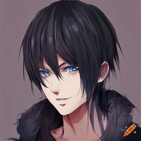 Black Hair Anime Man With Blue Eyes