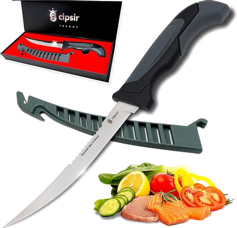 Cipsir Cuchillo De Filete Para Pescado Y Carne Curvado Resistente Al