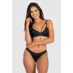 Conjunto Lingerie Emileny Preto Azul Marinho Ref P03 13 A Kaisan