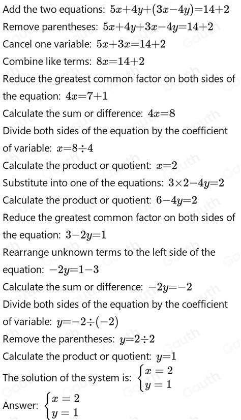 Solved The Solution To The Simultaneous Equations 5x 4y 14 And 3x 4y 2