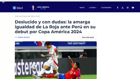 La Reacción De La Prensa Chilena Tras El Empate Con Perú América Deportes