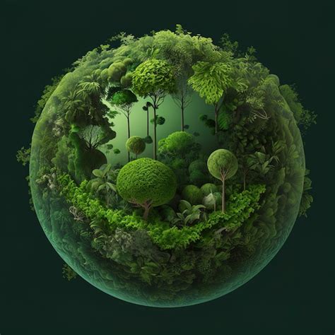 Ia Generativa Un Mini Planeta Tierra Verde Ilustración Del Planeta Tierra Con Un árbol Gigante