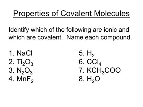 Properties of Covalent Compounds