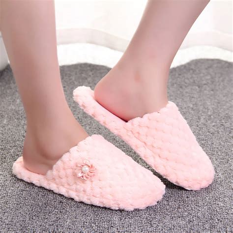 Women Warm Shoes Solid Slipper Indoors Anti Slip Winter House Shoes