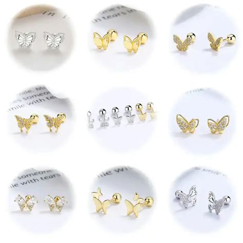 Carline Trendy 925 Silver Stud Earrings With Zircon Butterfly Earrings