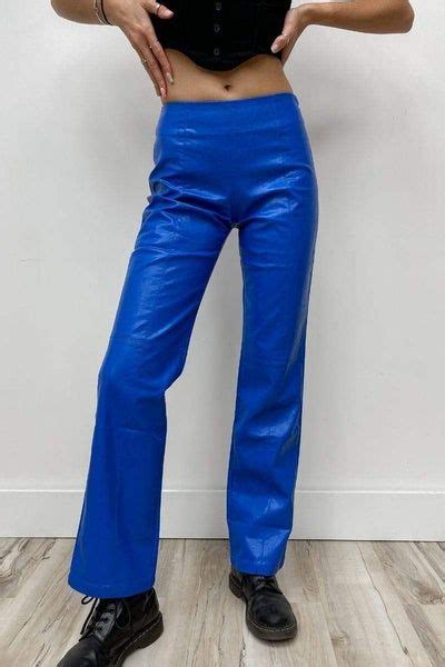 Bran Faux Leather Pants Blue | Faux leather pants, Leather pants, Edgy look