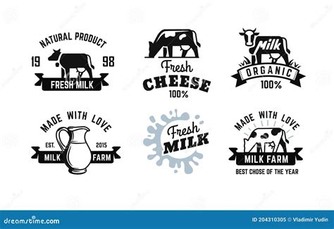 Milk Emblem And Dairy Label With Splashes And Blots Vector Milk Stains