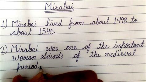 10 Lines On Mirabai Saint Mirabai Essay In English YouTube