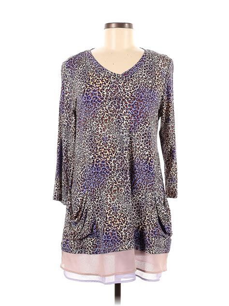 Logo By Lori Goldstein Multi Color Purple Long Sleeve Top Size M 71