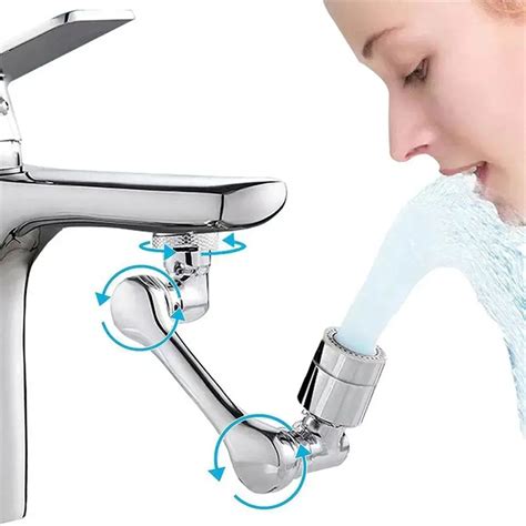 Universal 1080 Degree Swivel Robotic Arm Faucet Brushed Brass Kitchen